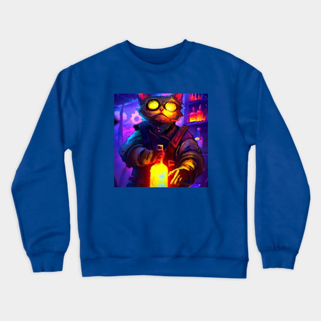 Futuristic Cat is a SciFi Mixologist Crewneck Sweatshirt by Star Scrunch